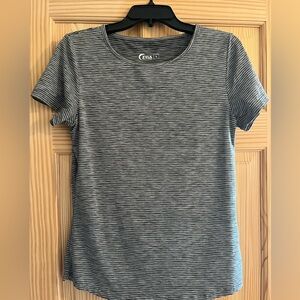 Zyia Women’s Black and Gray Stripped Shirt Size Small